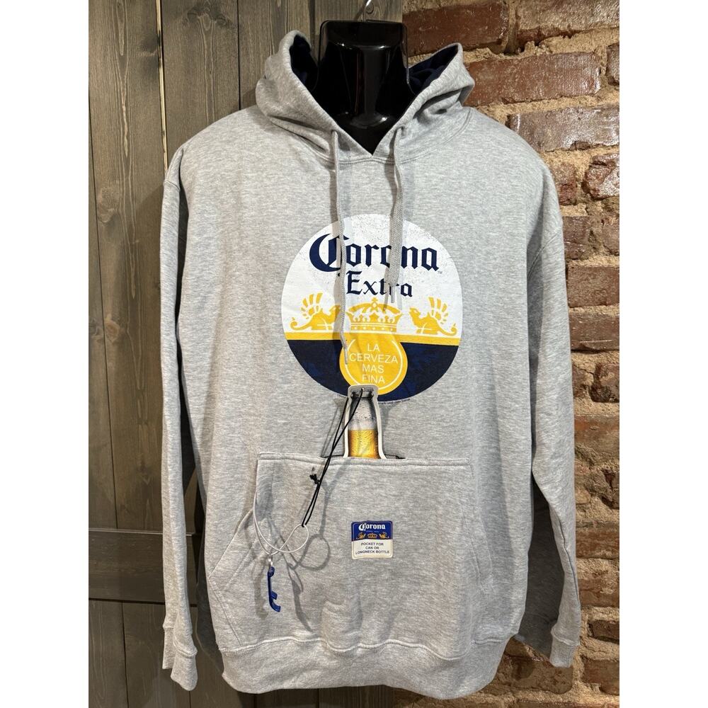 Corona Extra Hoodie NWT Insulated Beer Pocket Sz XL Bottle Opener Spring Break